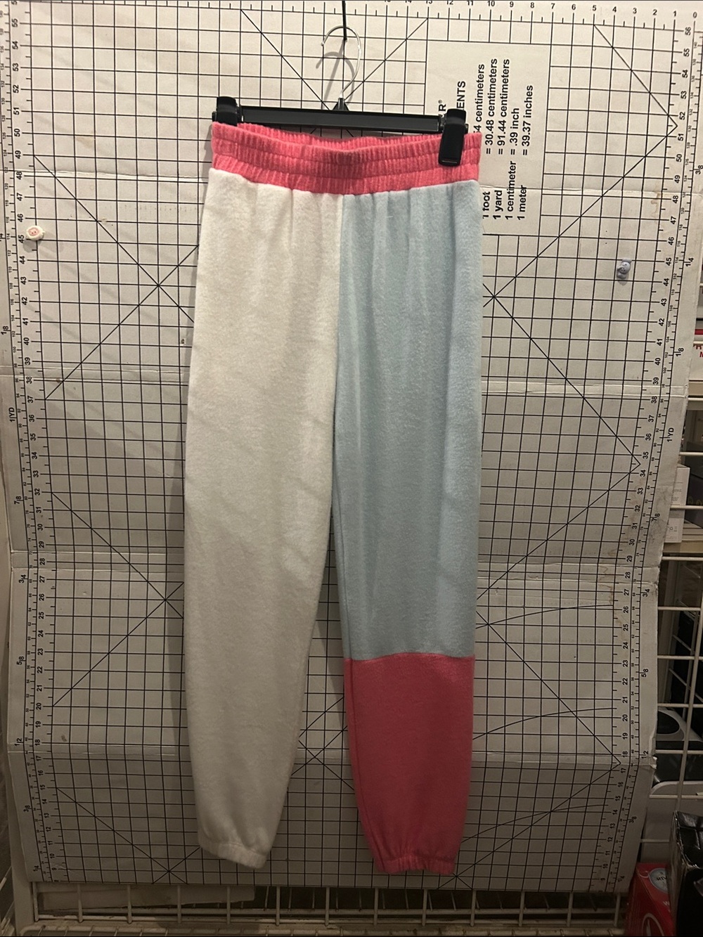 Colorblock Pink, White & Light Blue Track Joggers
